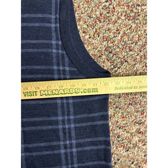 Brooks Brothers Blue Grid Pattern Extra Fine Merino V-Neck Sweater Vest Size XL - Picture 9 of 10